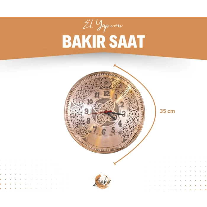 BAKIR SAAT OYMA NAKIŞ İŞLEME MAT BAKIR RENK