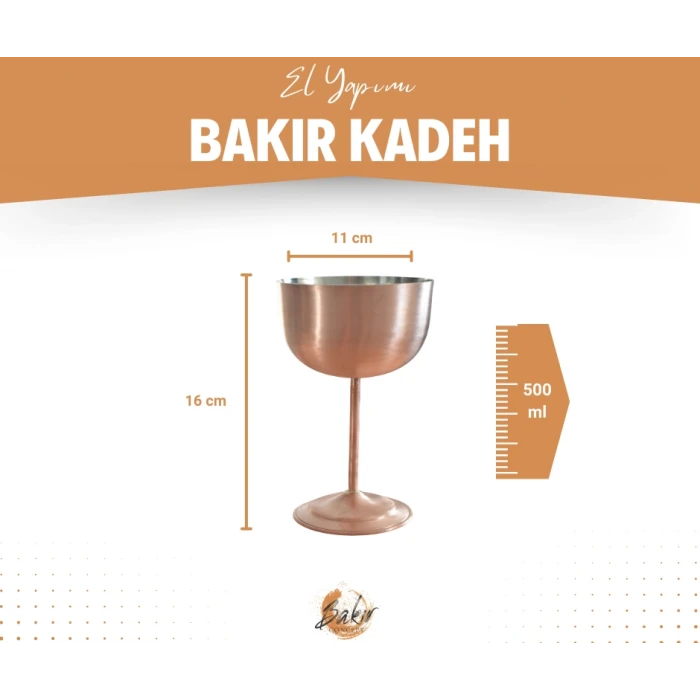 BAKIR ŞARAP KADEHİ (2li) MAT BAKIR RENK