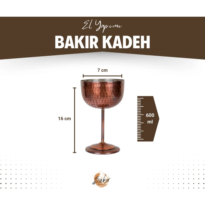 BAKIR ŞARAP KADEHİ ÇEKİÇ DÖVME OKSİTLİ RENK 2Lİ
