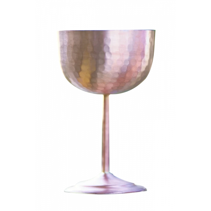 Bakır Şarap Kadehi Çekiç Dövmeli 2li Mat Bakır Renk