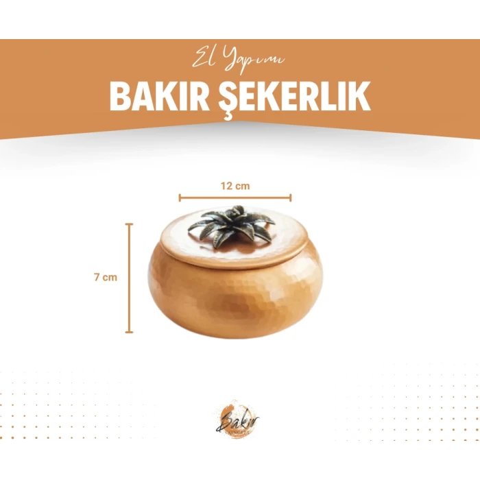 BAKIR ŞEKERLİK CEKİÇ DÖVME JAPON ÇİÇEK DETAYLI MAT BAKIR RENK