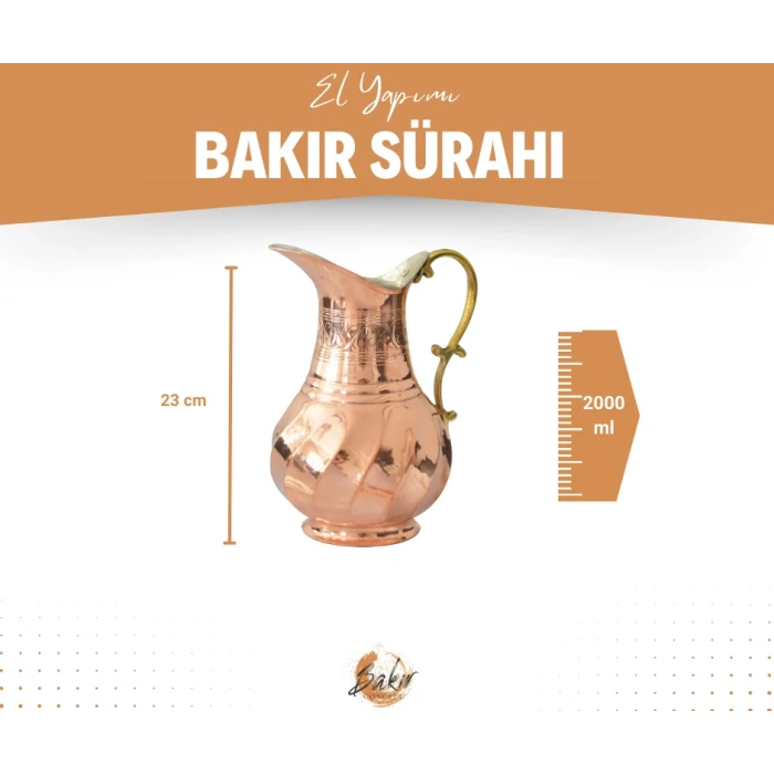 BAKIR SÜRAHİ ANTEP MODEL BAKIR RENK