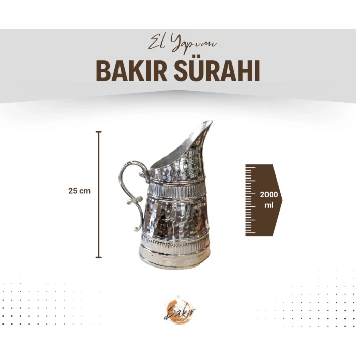 BAKIR SÜRAHİ BOZA MODEL GÜMÜŞ RENK