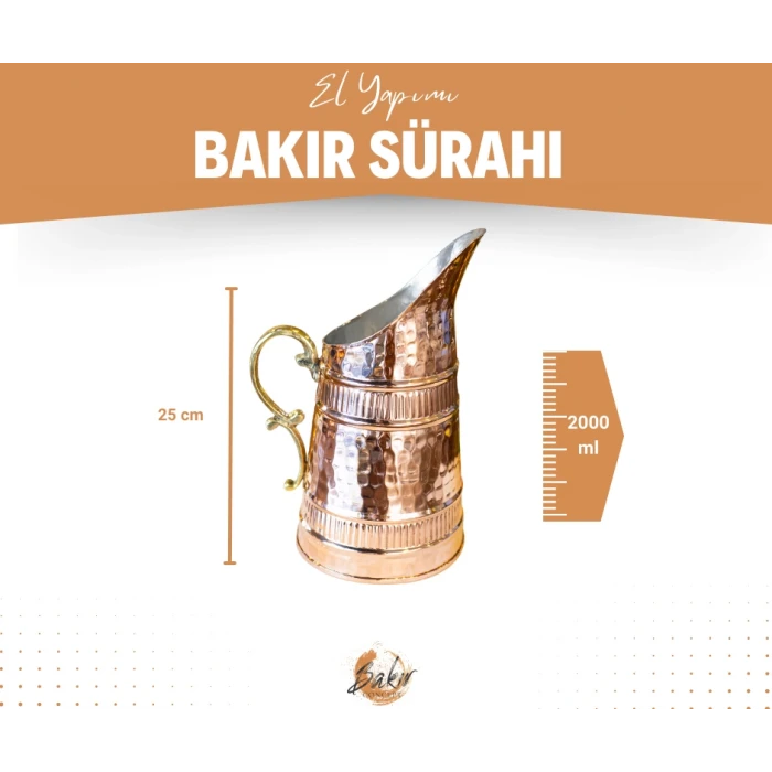 BAKIR SÜRAHİ BOZA MODEL PARLAK BAKIR RENK
