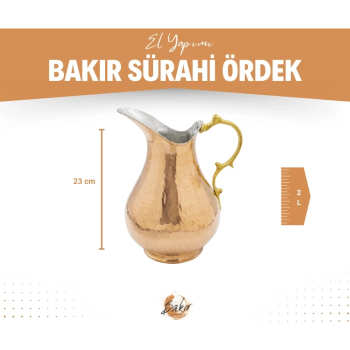 BAKIR SÜRAHİ ÇEKİÇ DÖVME ÖRDEK MODEL BAKIR RENK