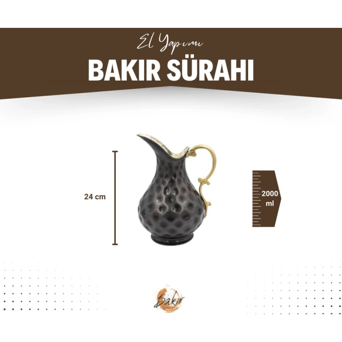 BAKIR SÜRAHİ GAMZELİ MODEL (OKSİTLİ BAKIR RENK)