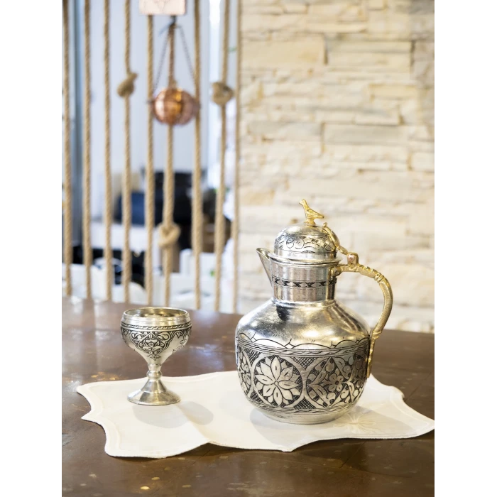 BAKIR SÜRAHİ OSMANLI MODEL OYMA NAKIŞ İŞLEME İÇ DIŞ KALAYLI