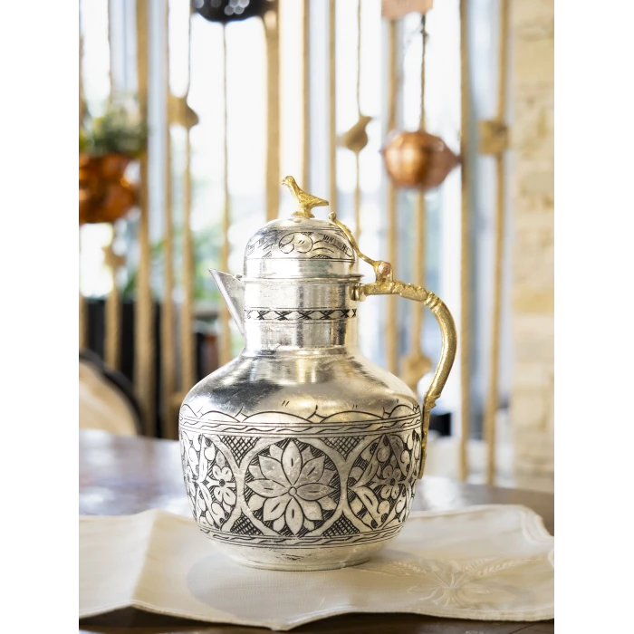 BAKIR SÜRAHİ OSMANLI MODEL OYMA NAKIŞ İŞLEME İÇ DIŞ KALAYLI