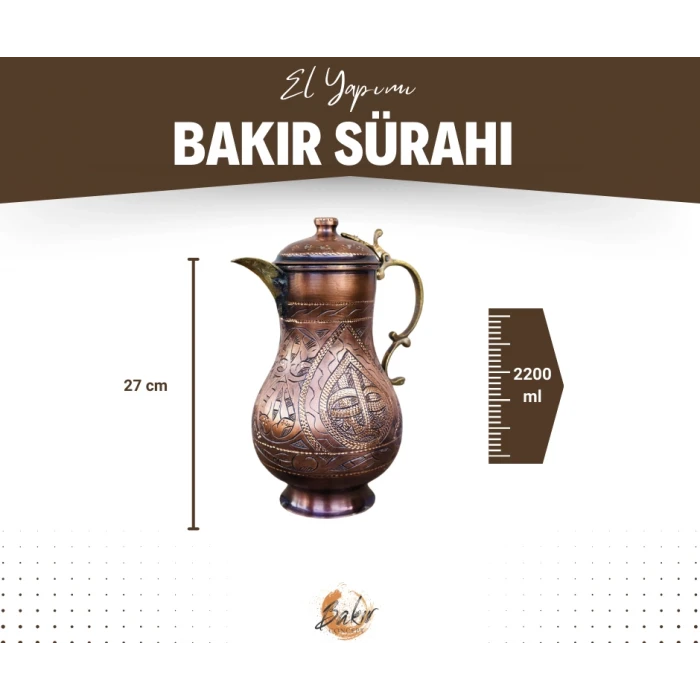 BAKIR SÜRAHİ KALEM İŞLEMELİ