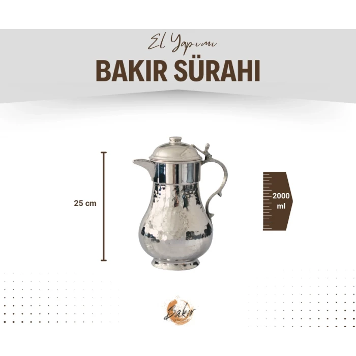 BAKIR SÜRAHİ KAPAKLI MODEL GÜMÜŞ RENK