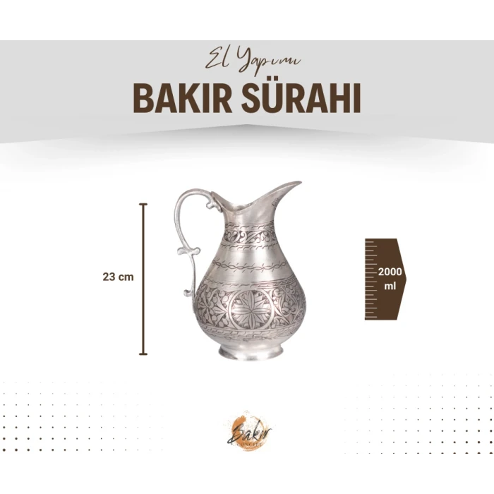 BAKIR SÜRAHİ NAKIŞ İŞLEME ÇİÇEK DESEN