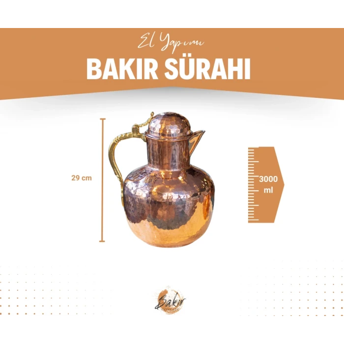 BAKIR SÜRAHİ OSMANLI MODEL BAKIR RENK