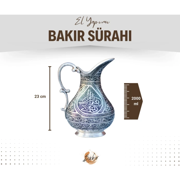 BAKIR SÜRAHİ OYMA NAKIŞLI TUĞRALI