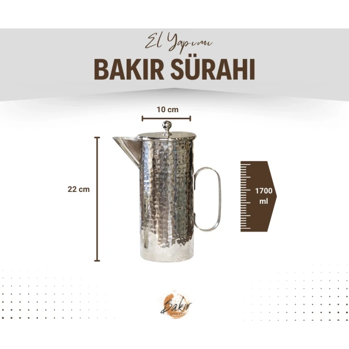 BAKIR SÜRAHİ SİLİNDİR GÜMÜŞ RENK