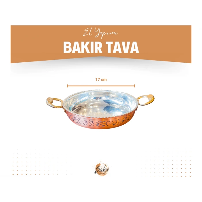 BAKIR TAVA OYMA NAKIŞLI FIRFIRLI TAVA MAT BAKIR RENK 17CM