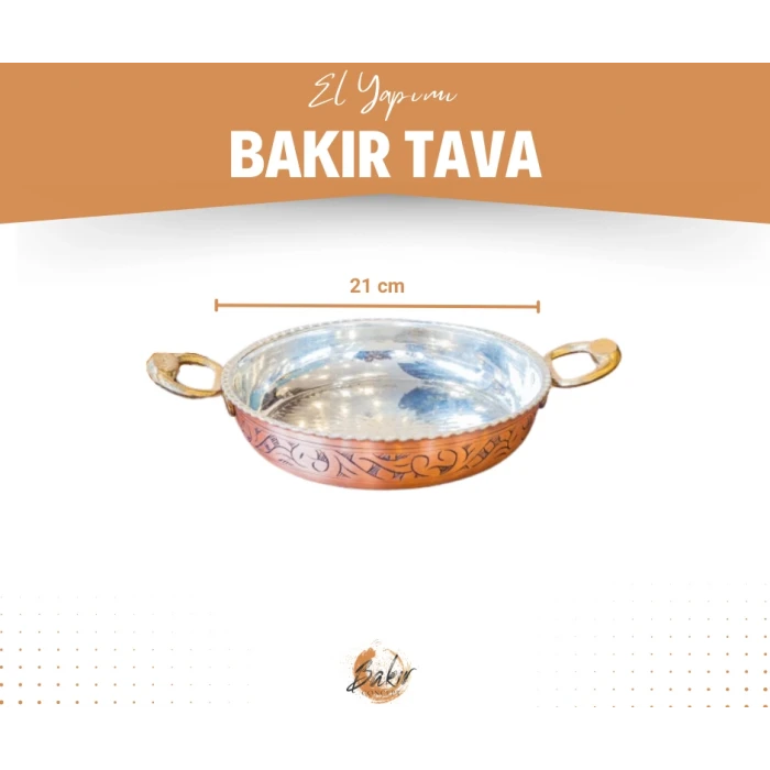 BAKIR TAVA OYMA NAKIŞLI FIRFIRLI TAVA MAT BAKIR RENK 21 CM