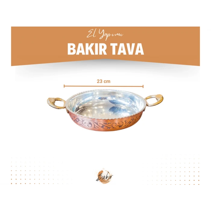 BAKIR TAVA OYMA NAKIŞLI FIRFIRLI TAVA MAT BAKIR RENK 23 CM