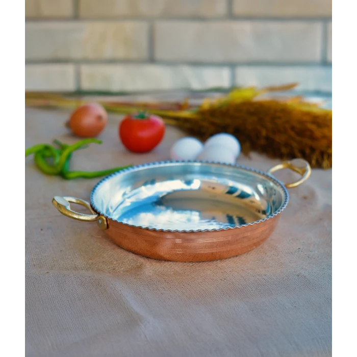 BAKIR TAVA SETİ FIRFIRLI MODEL 4LÜ SET