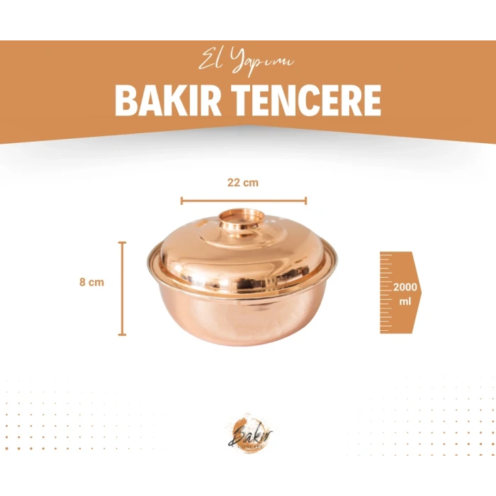 BAKIR TENCERE HELVANE MODEL 22CM