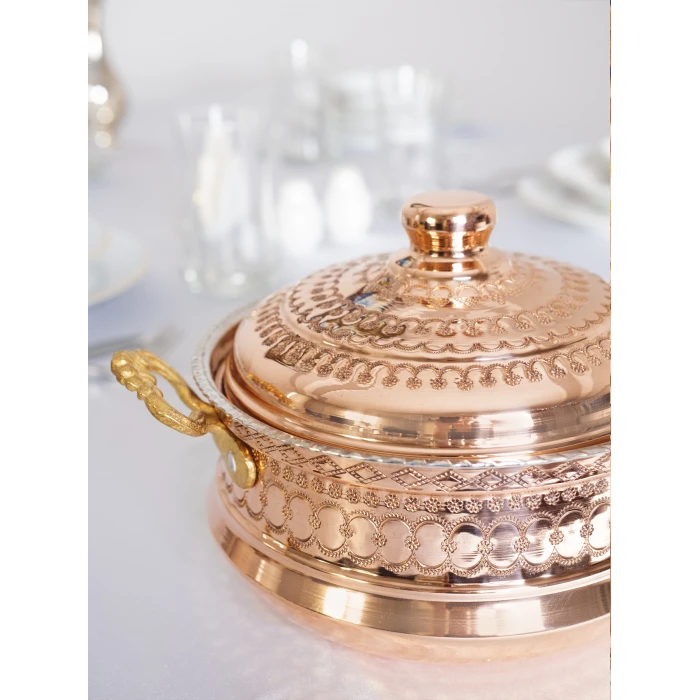 BAKIR TENCERE MARDİN İŞLEMELİ MODEL 5 LİTRE BAKIR RENK