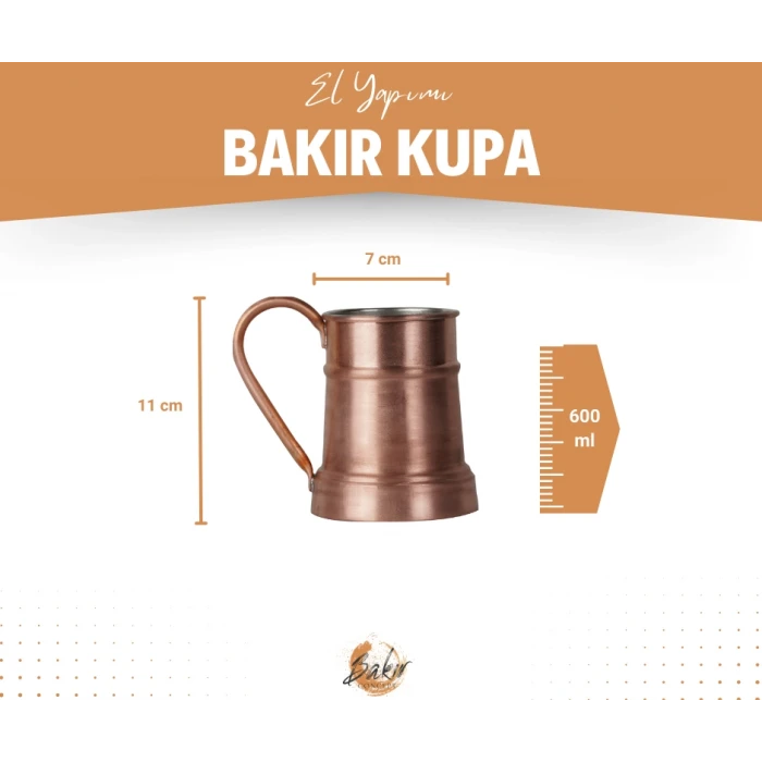 BAKIR KUPA BARDAK  VARİL MODEL MAT BAKIR RENK