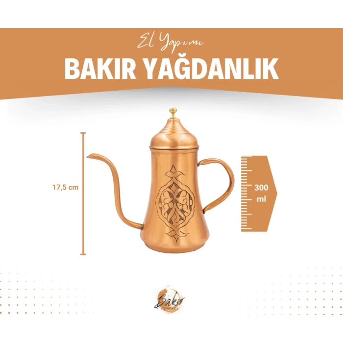Bakır Yağdanlık Otantik İşlemeli Model Mat Bakır Renk No:1