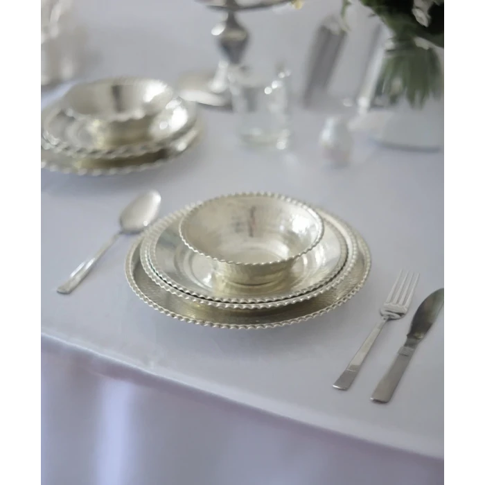 BAKIR YEMEK TAKIMI DAR KIVRIMLI MODEL (12 KİŞİLİK)