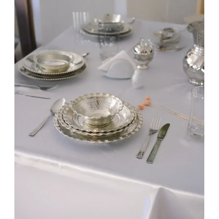 BAKIR YEMEK TAKIMI GENİŞ KIVRIMLI MODEL (6 KİŞİLİK)