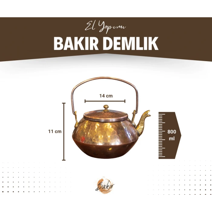 BAKIR ZEN DEMLİK ÇEKİÇ DÖVME OKSİTLİ RENK NO2
