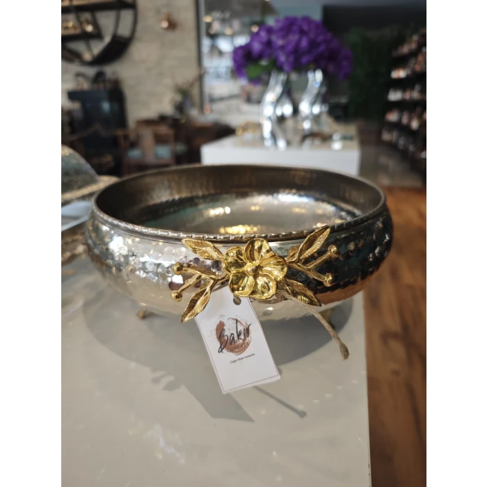 NİKEL KAPLAMA ÇİÇEKLİ ÇANAK