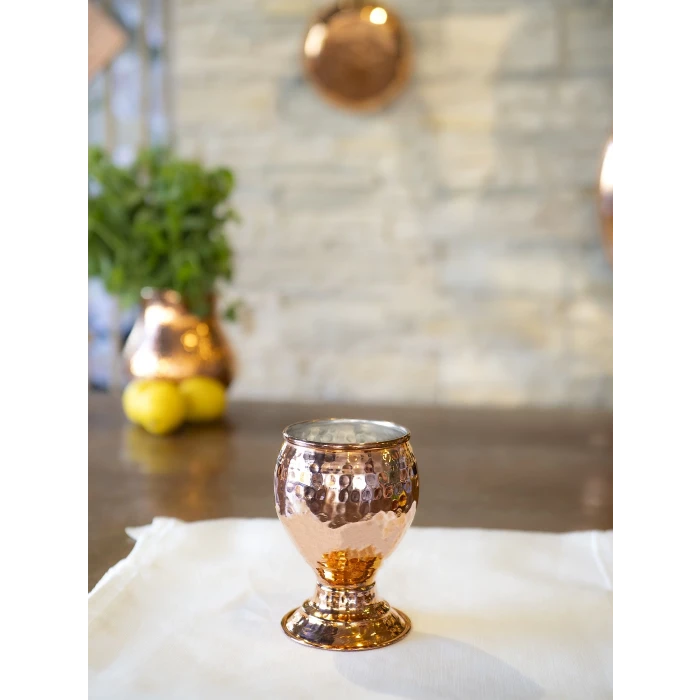 BAKIR BARDAK KADEH ÇEKİÇ DÖVMELİ BAKIR RENK