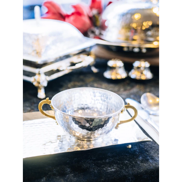 BAKIR AYRAN TASI ÇİFT KULPLU ÇEKİÇ DÖVMELİ GÜMÜŞ RENK (1 ADET)