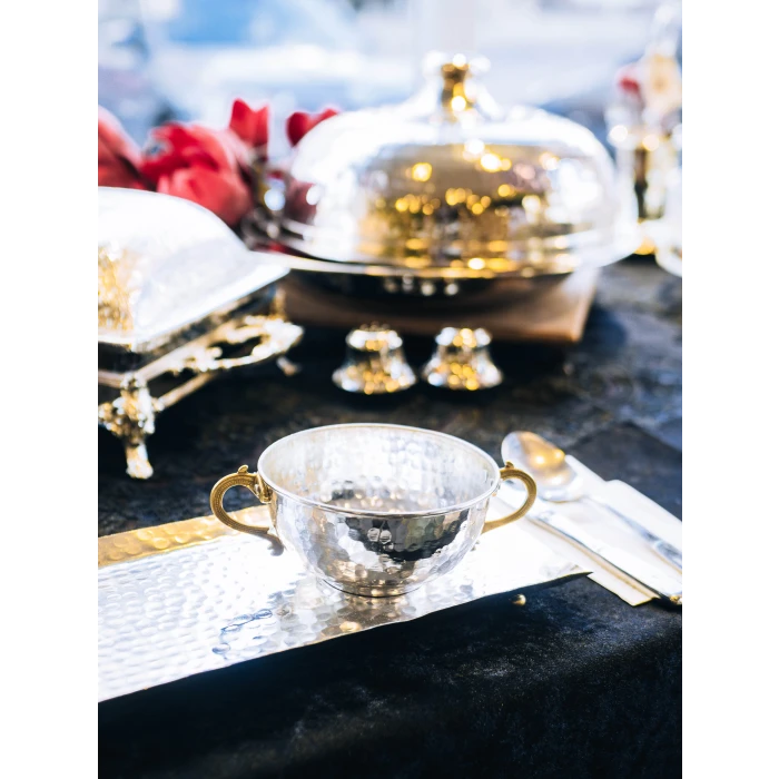 BAKIR AYRAN TASI ÇİFT KULPLU ÇEKİÇ DÖVMELİ GÜMÜŞ RENK (1 ADET)