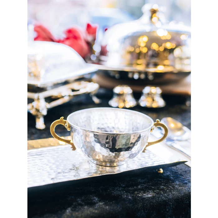 BAKIR AYRAN TASI ÇİFT KULPLU ÇEKİÇ DÖVMELİ GÜMÜŞ RENK (1 ADET)