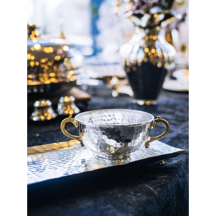 BAKIR AYRAN TASI ÇİFT KULPLU ÇEKİÇ DÖVMELİ GÜMÜŞ RENK (1 ADET)