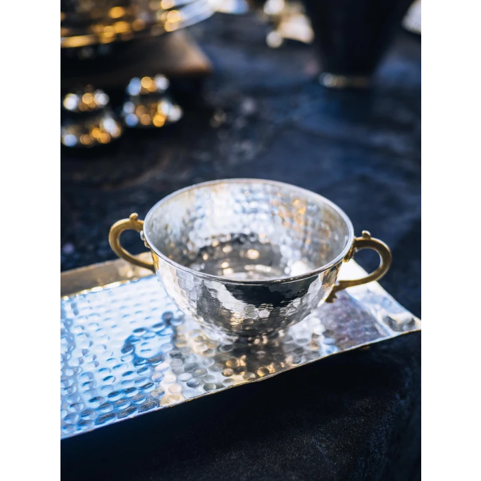 BAKIR AYRAN TASI ÇİFT KULPLU ÇEKİÇ DÖVMELİ GÜMÜŞ RENK (1 ADET)