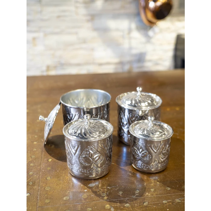 BAKIR BAHARAT TAKIMI DESEN KAKMALI MODEL GÜMÜŞ RENK (4LÜ)