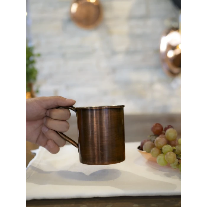 Bakır Kupa Bardak Düz Model Oksit Renk 400 ml 2li