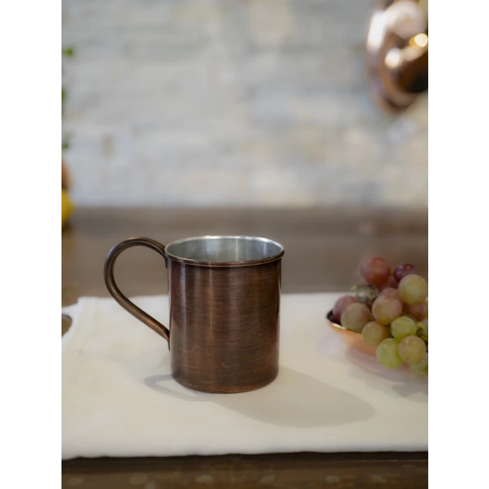 Bakır Kupa Bardak Düz Model Oksit Renk 400 ml 2li