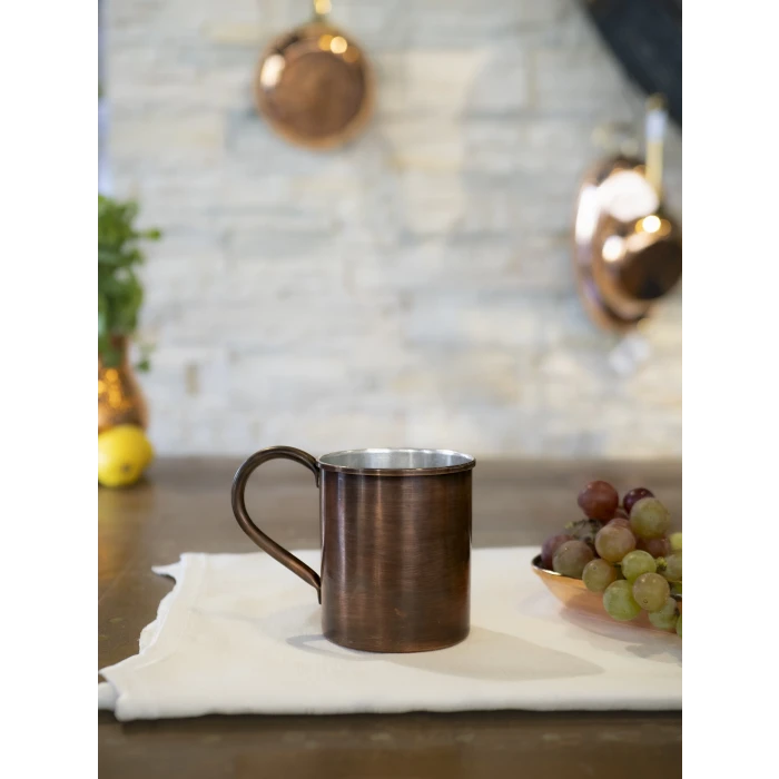 Bakır Kupa Bardak Düz Model Oksit Renk 400 ml 2li