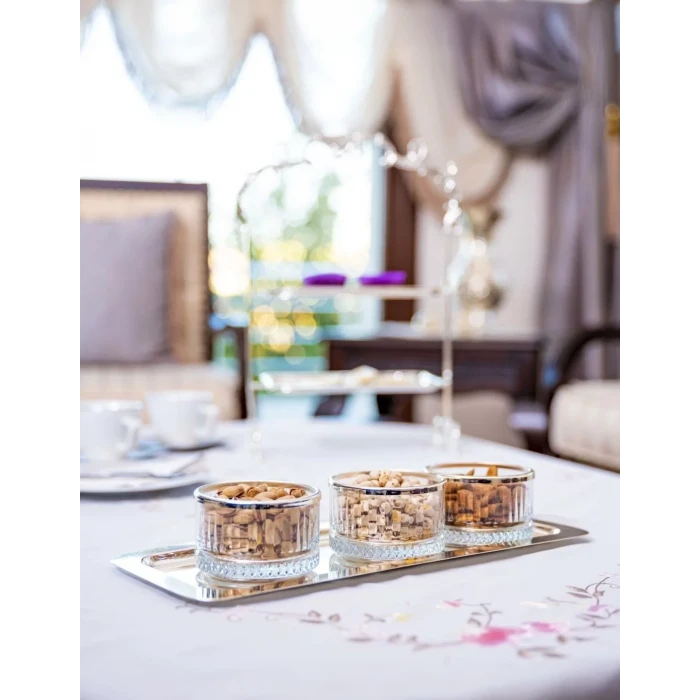 GÜMÜŞ KAPLAMA BATON TEPSİ & 3LÜ KASE