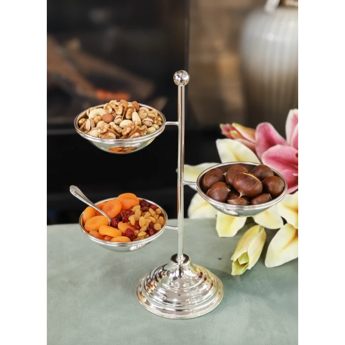 GÜMÜŞ KAPLAMA ÇEREZLİK 3 KASELİ