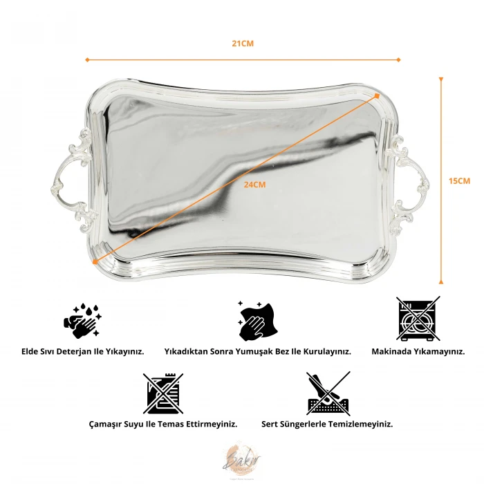 GÜMÜŞ KAPLAMA SUNUM TEPSİ MİNİ İTALYAN MODEL NO1 (21 cm)