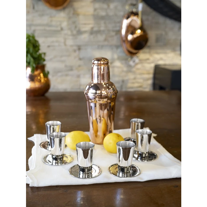 BAKIR SHOT BARDAĞI MEKSİKA MODEL GÜMÜŞ RENK 2Lİ