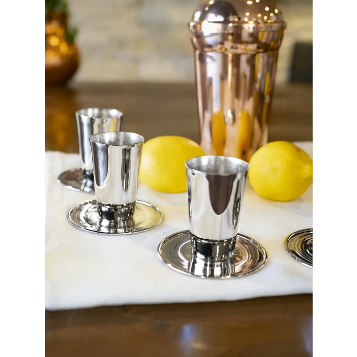 BAKIR SHOT BARDAĞI MEKSİKA GÜMÜŞ RENK 6LI SET(12 PARÇA)