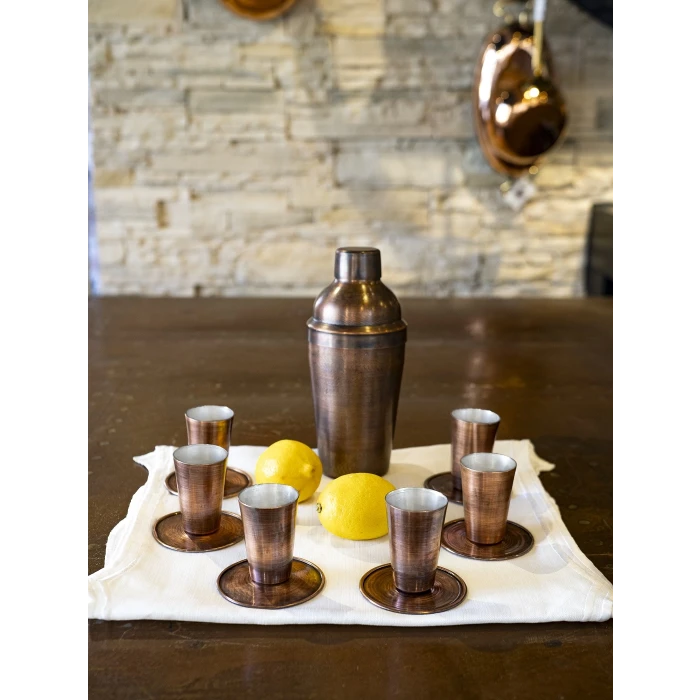 BAKIR SHOT BARDAĞI MEKSİKA MODEL OKSİTLİ RENK 6LI SET(12 PARÇA)