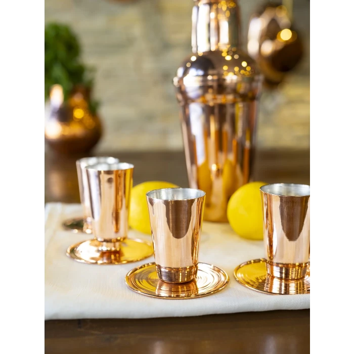 BAKIR SHOT BARDAĞI MEKSİKA MODEL BAKIR RENK 6LI SET(12 PARÇA)