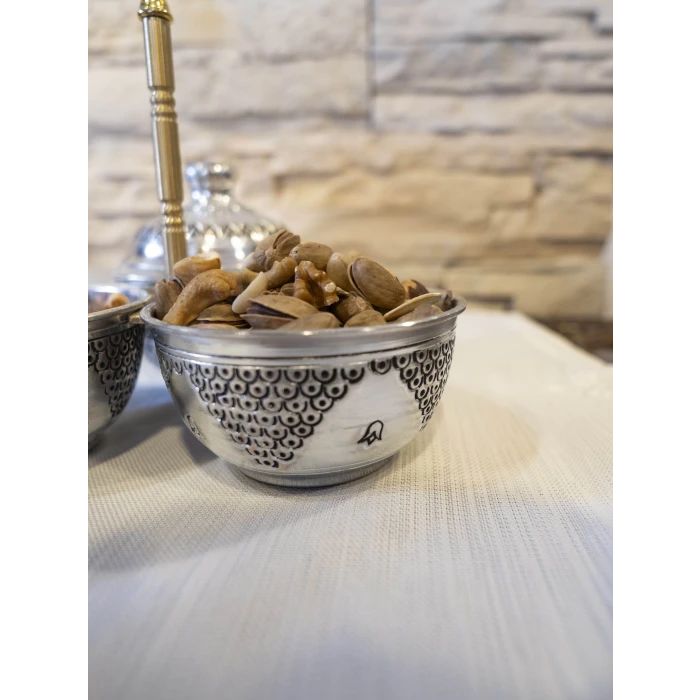 BAKIR ÇEREZLİK İŞLEMELİ 3 HAZNELİ MODEL GÜMÜŞ RENK