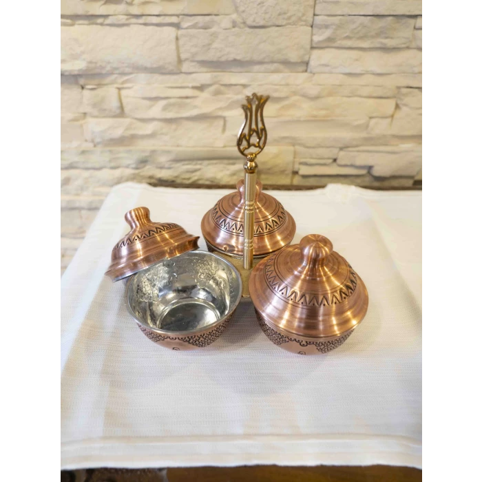 BAKIR ÇEREZLİK İŞLEMELİ 3 HAZNELİ MODEL MAT RENK