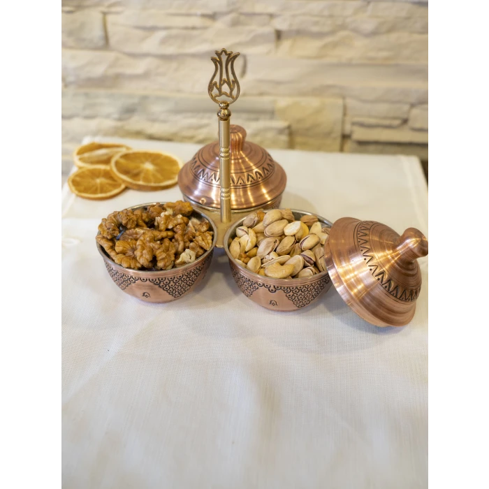 BAKIR ÇEREZLİK İŞLEMELİ 3 HAZNELİ MODEL MAT RENK